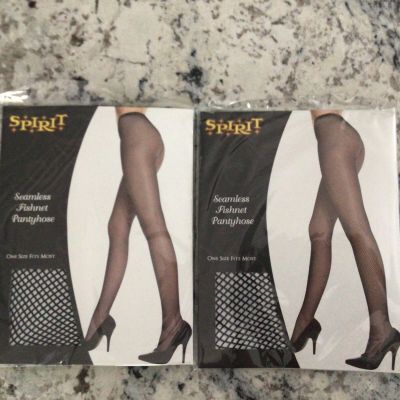 FISH NET STOCKINGS SET OF TWO - BLACK - ONE SIZE - SMALL HOLES - HALLOWEEN -NIP